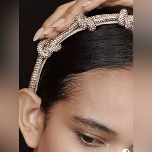 Anthropologie Rhinestone Knots Gray Headband